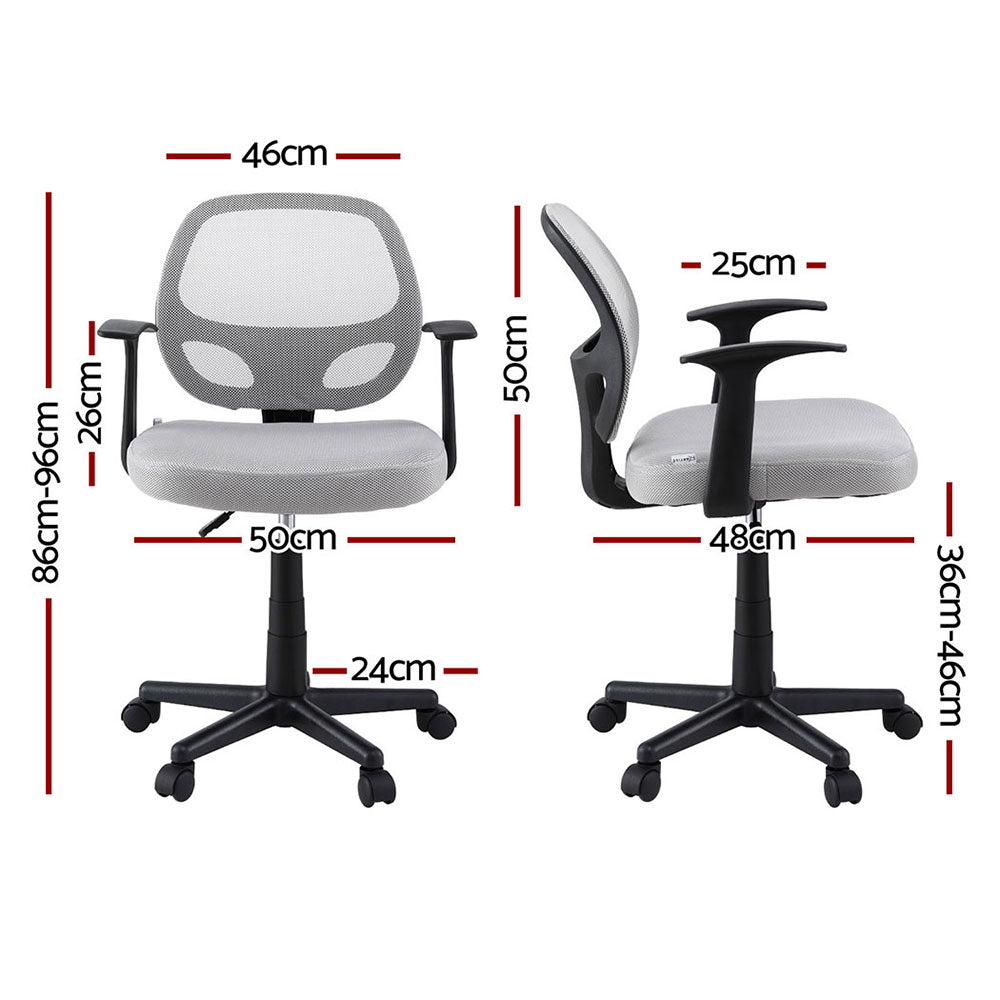 Artiss 2x Mesh Office Chair Computer Gaming Desk Chairs Work Study Mid Back Grey - Homecoze