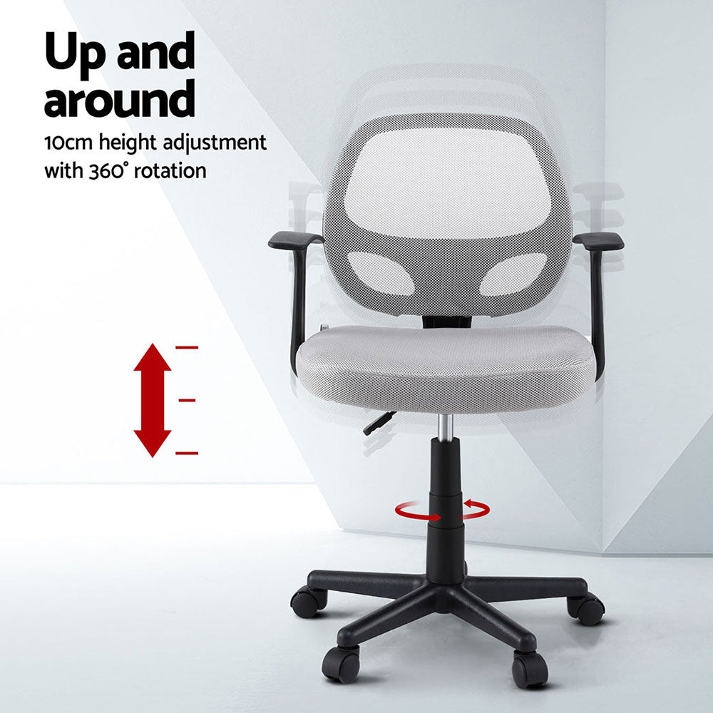 Artiss 2x Mesh Office Chair Computer Gaming Desk Chairs Work Study Mid Back Grey - Homecoze