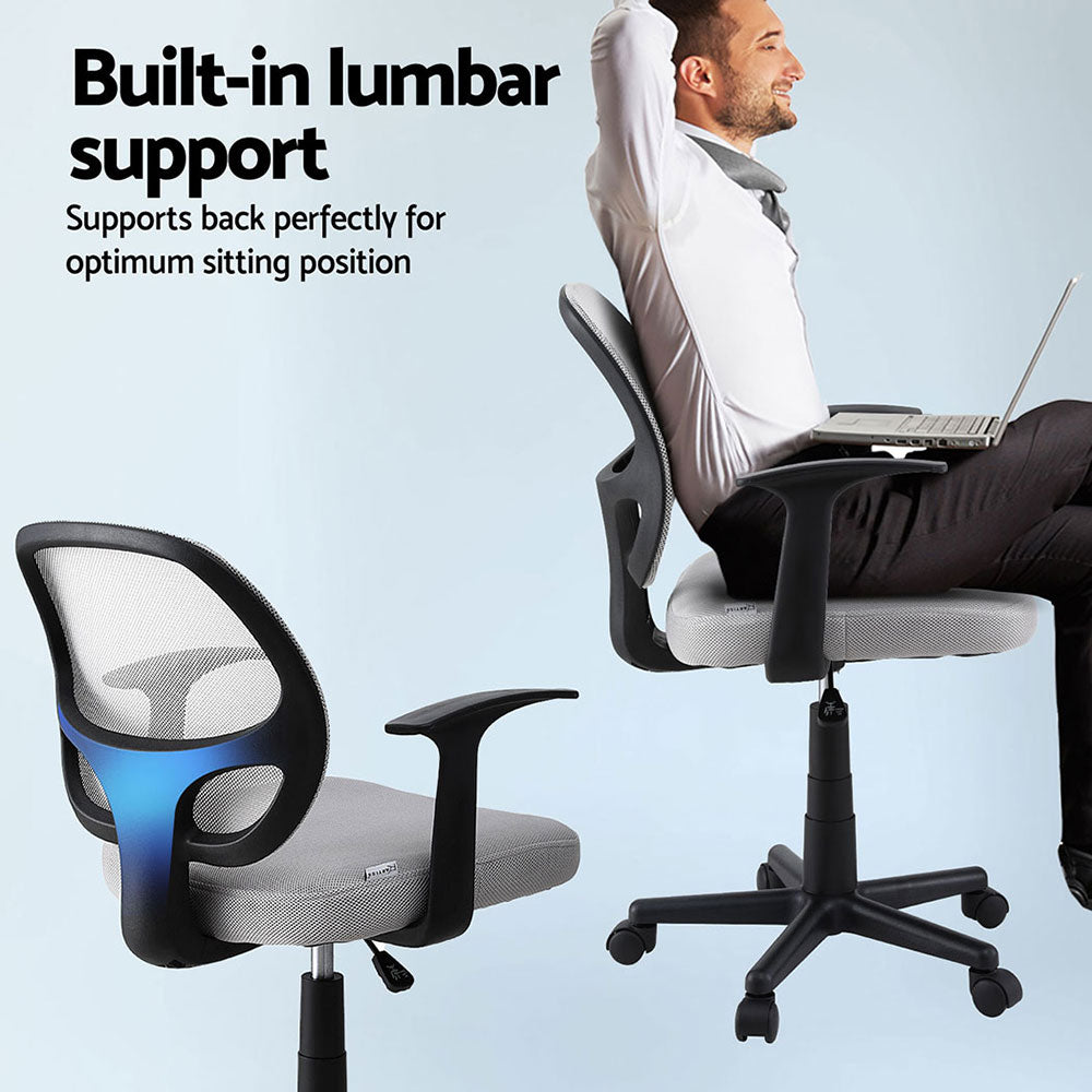 Artiss 2x Mesh Office Chair Computer Gaming Desk Chairs Work Study Mid Back Grey - Homecoze