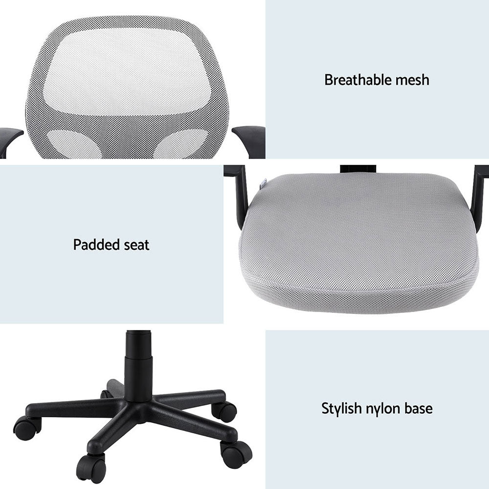 Artiss 2x Mesh Office Chair Computer Gaming Desk Chairs Work Study Mid Back Grey - Homecoze