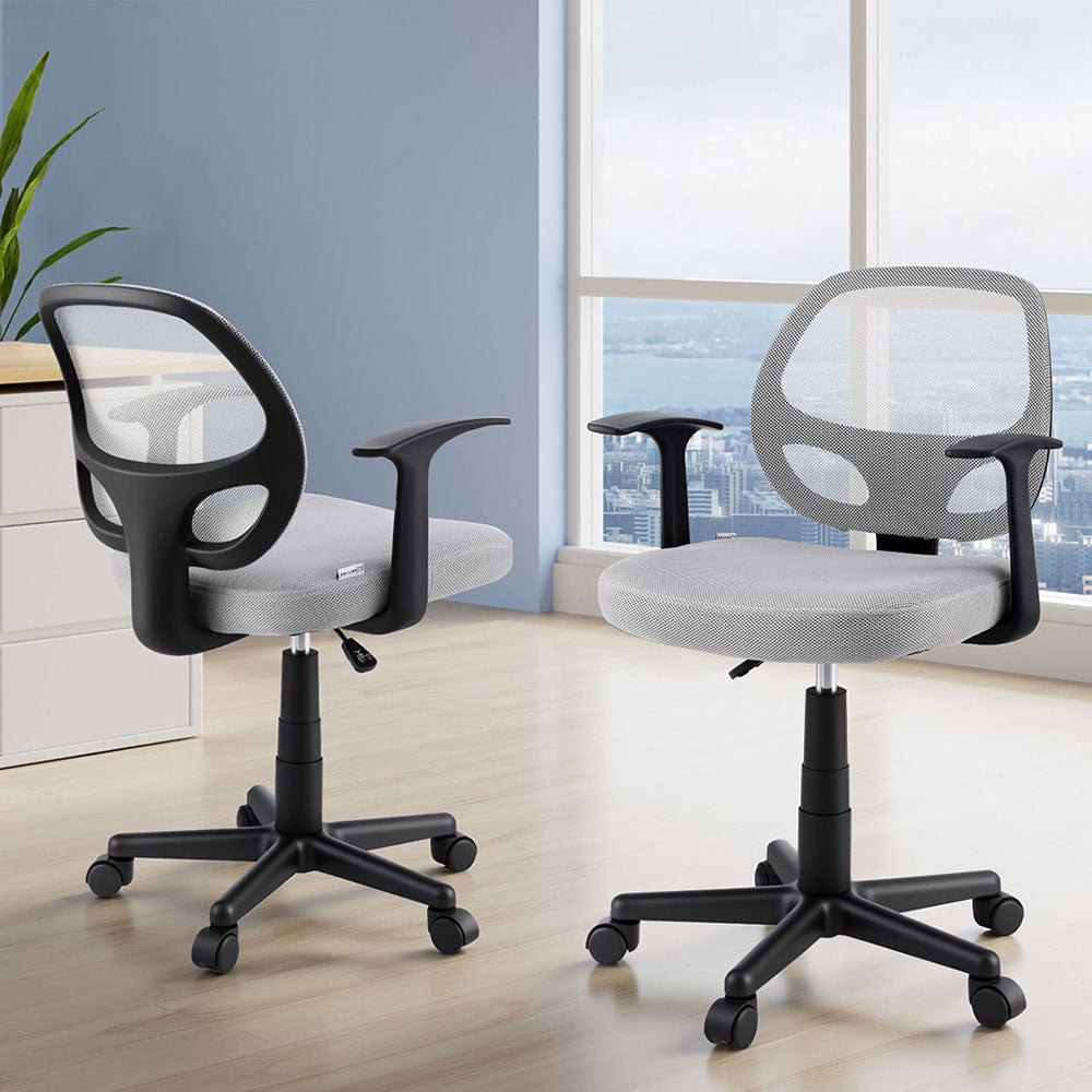 Artiss 2x Mesh Office Chair Computer Gaming Desk Chairs Work Study Mid Back Grey - Homecoze