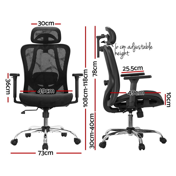 Ergonomic Mesh Office Chair Adjustable High Back - Black