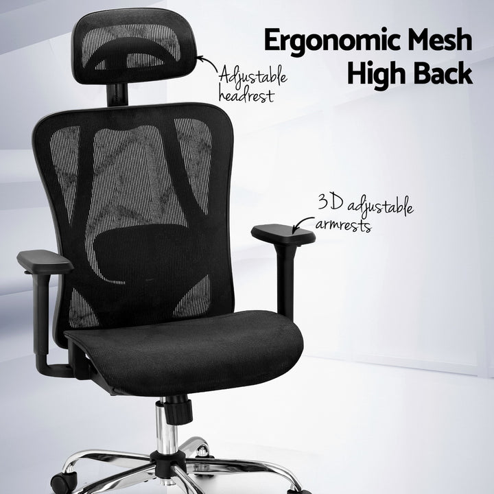 Ergonomic Mesh Office Chair Adjustable High Back - Black