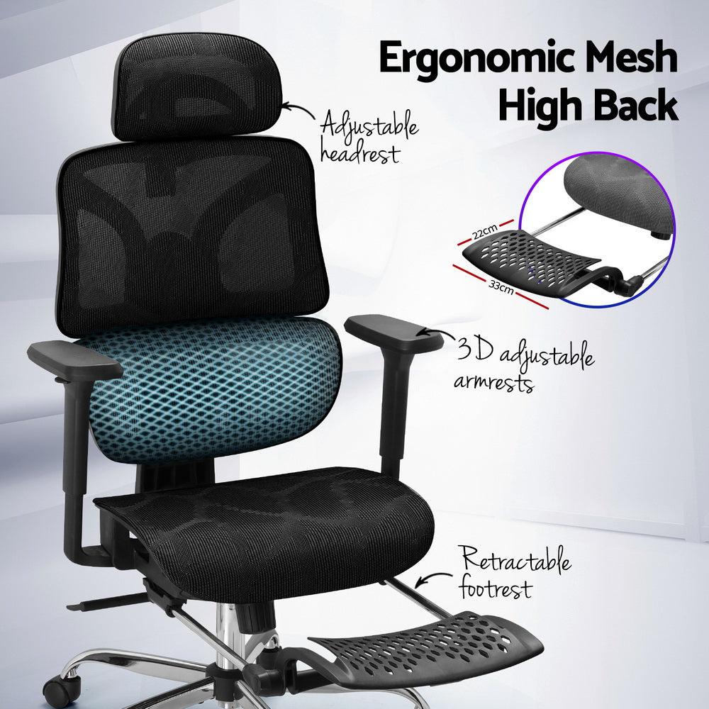 Premium Office Chair Mesh High Back - Black