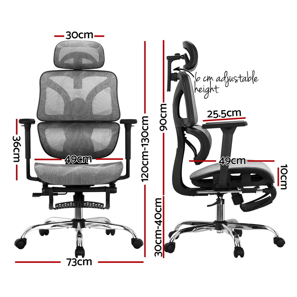 Premium Office Chair Mesh High Back - Grey - Homecoze