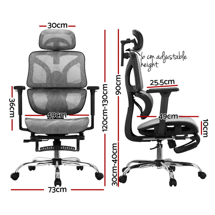 Premium Office Chair Mesh High Back - Grey - Homecoze