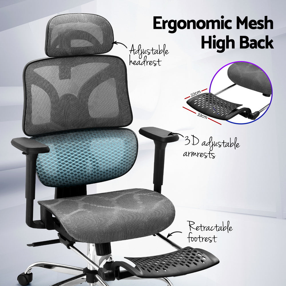 Premium Office Chair Mesh High Back - Grey - Homecoze