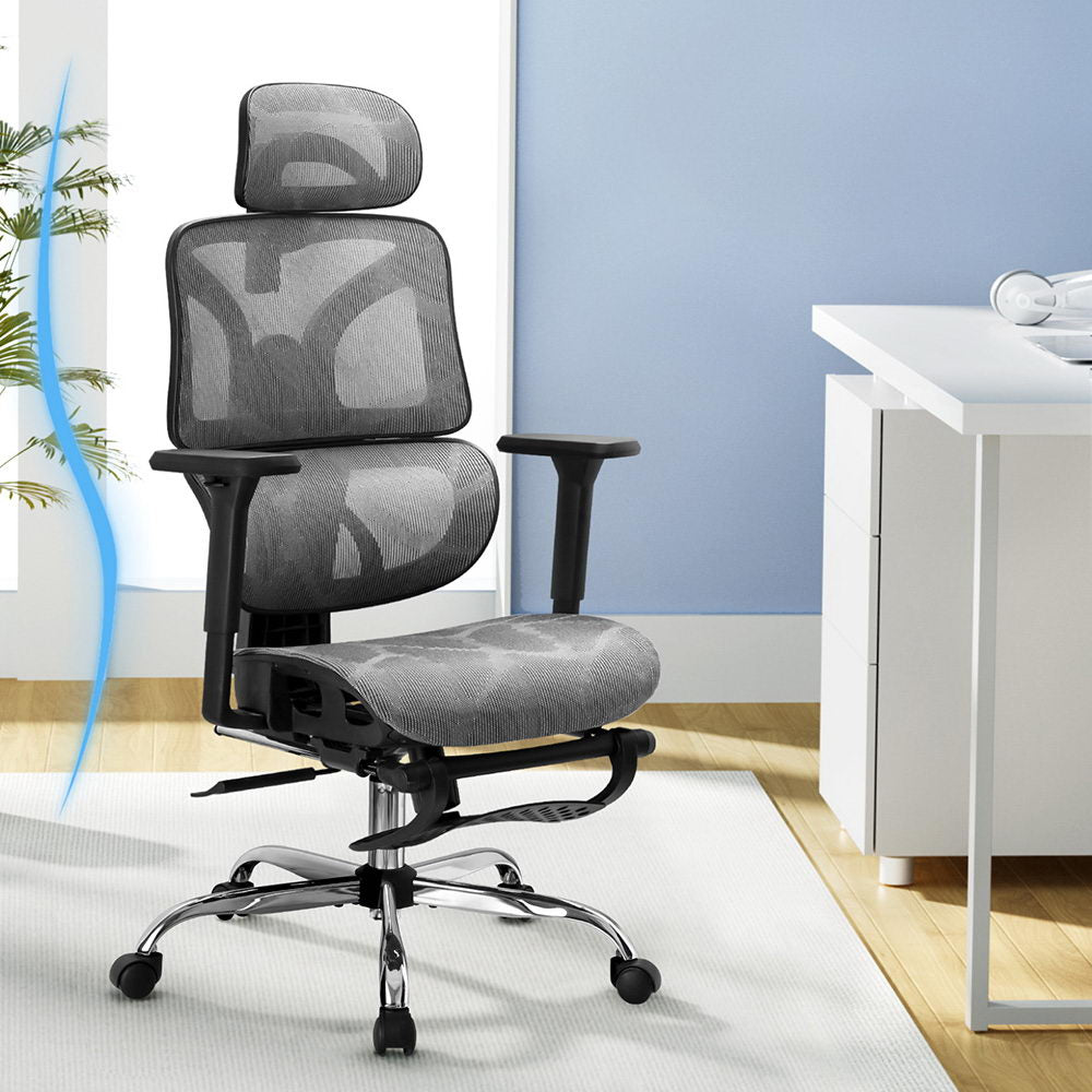 Premium Office Chair Mesh High Back - Grey - Homecoze