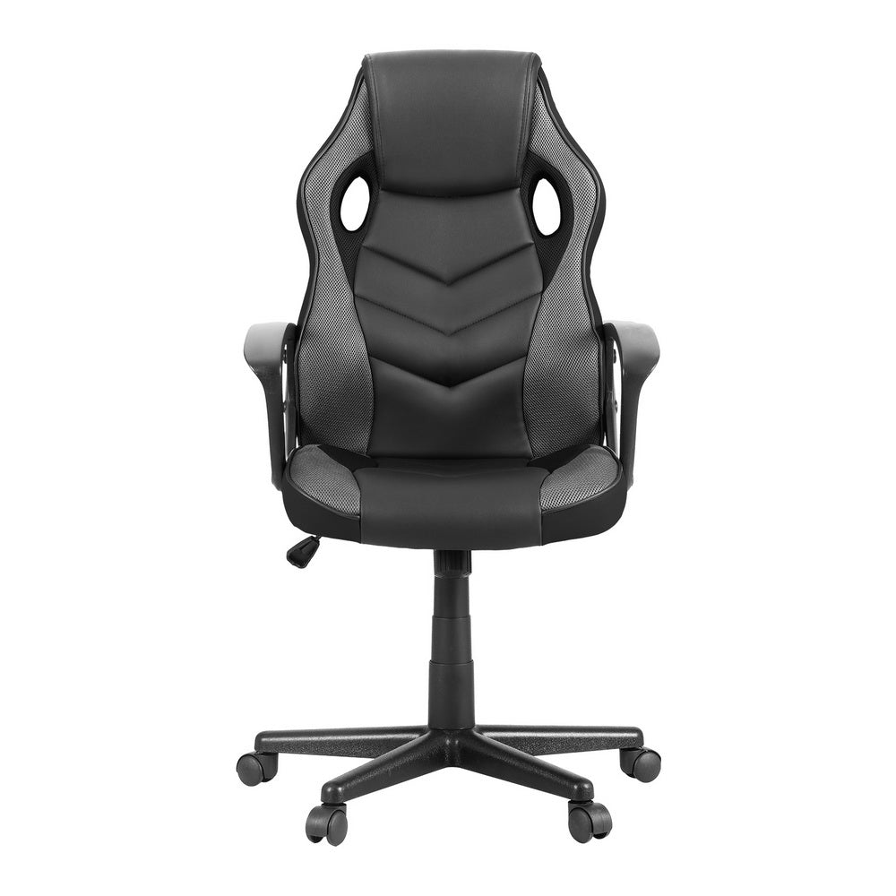 Racer PU Leather & Mesh Office Chair - Grey - Homecoze