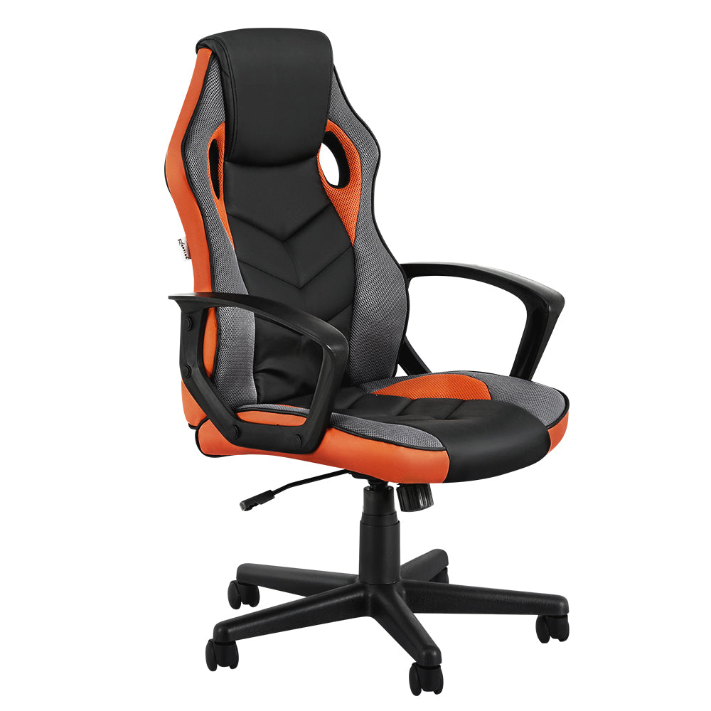 Racer PU Leather & Mesh Office Chair - Orange