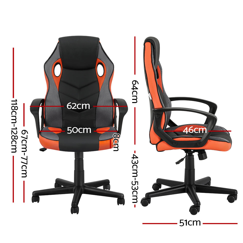 Racer PU Leather & Mesh Office Chair - Orange