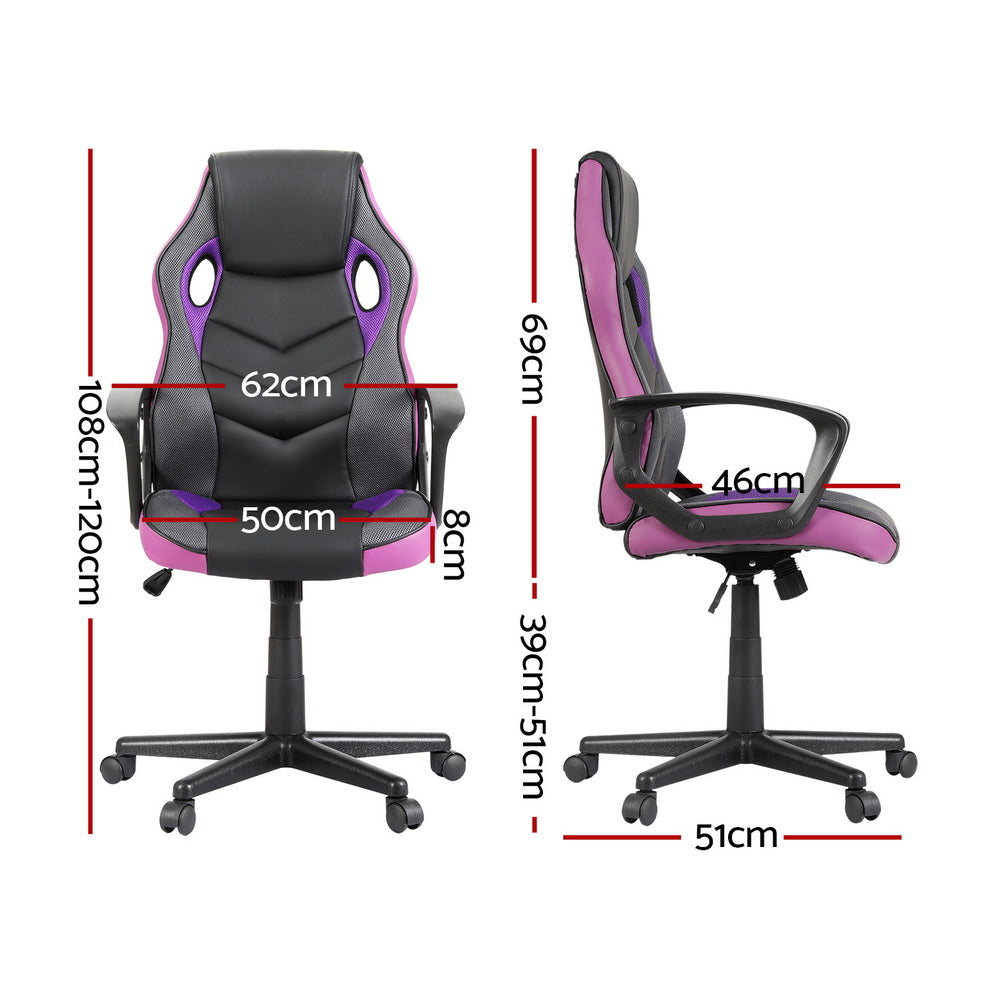 Racer PU Leather & Mesh Office Chair - Purple - Homecoze