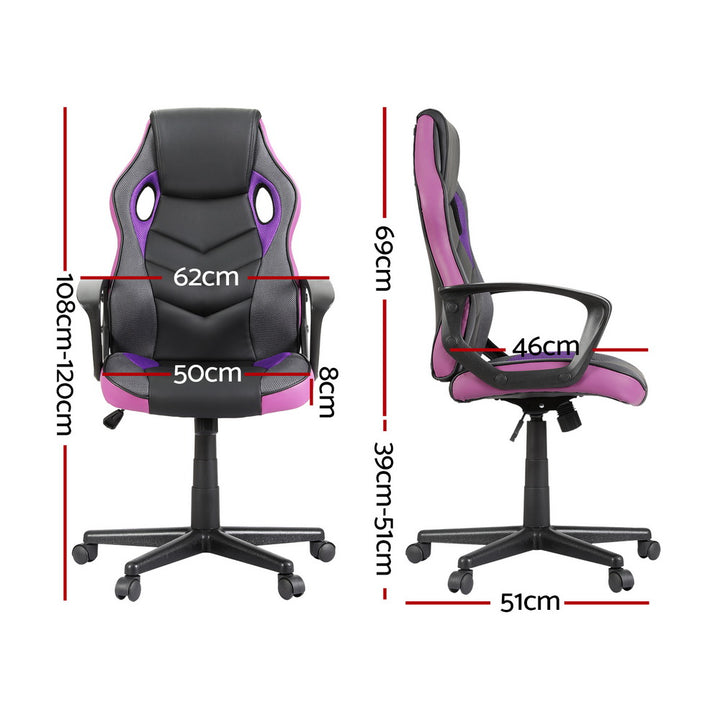 Racer PU Leather & Mesh Office Chair - Purple