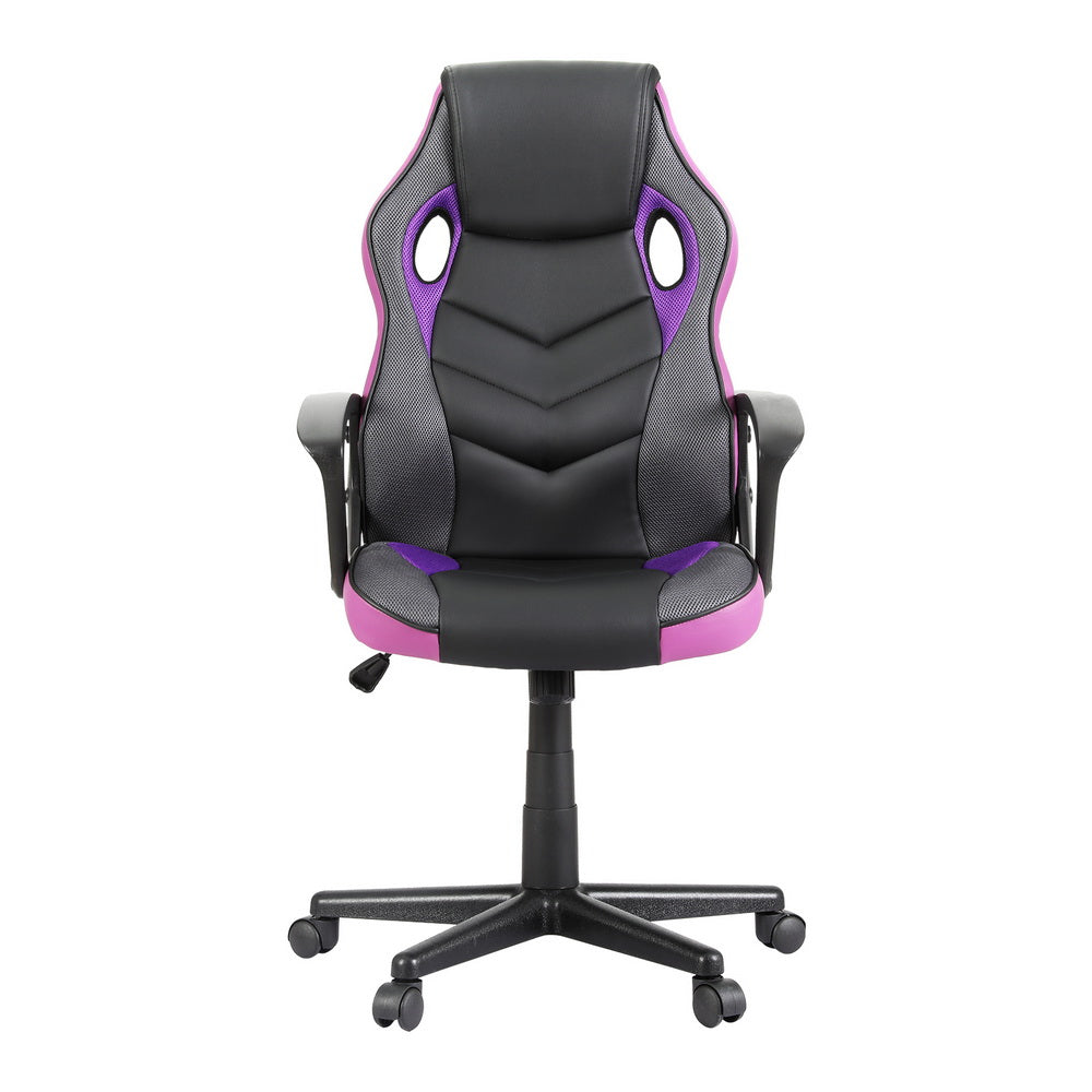 Racer PU Leather & Mesh Office Chair - Purple - Homecoze