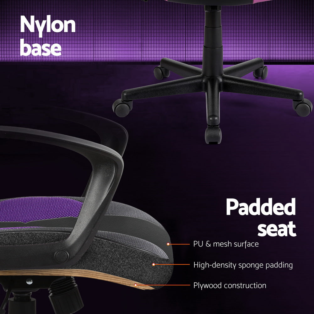 Racer PU Leather & Mesh Office Chair - Purple - Homecoze