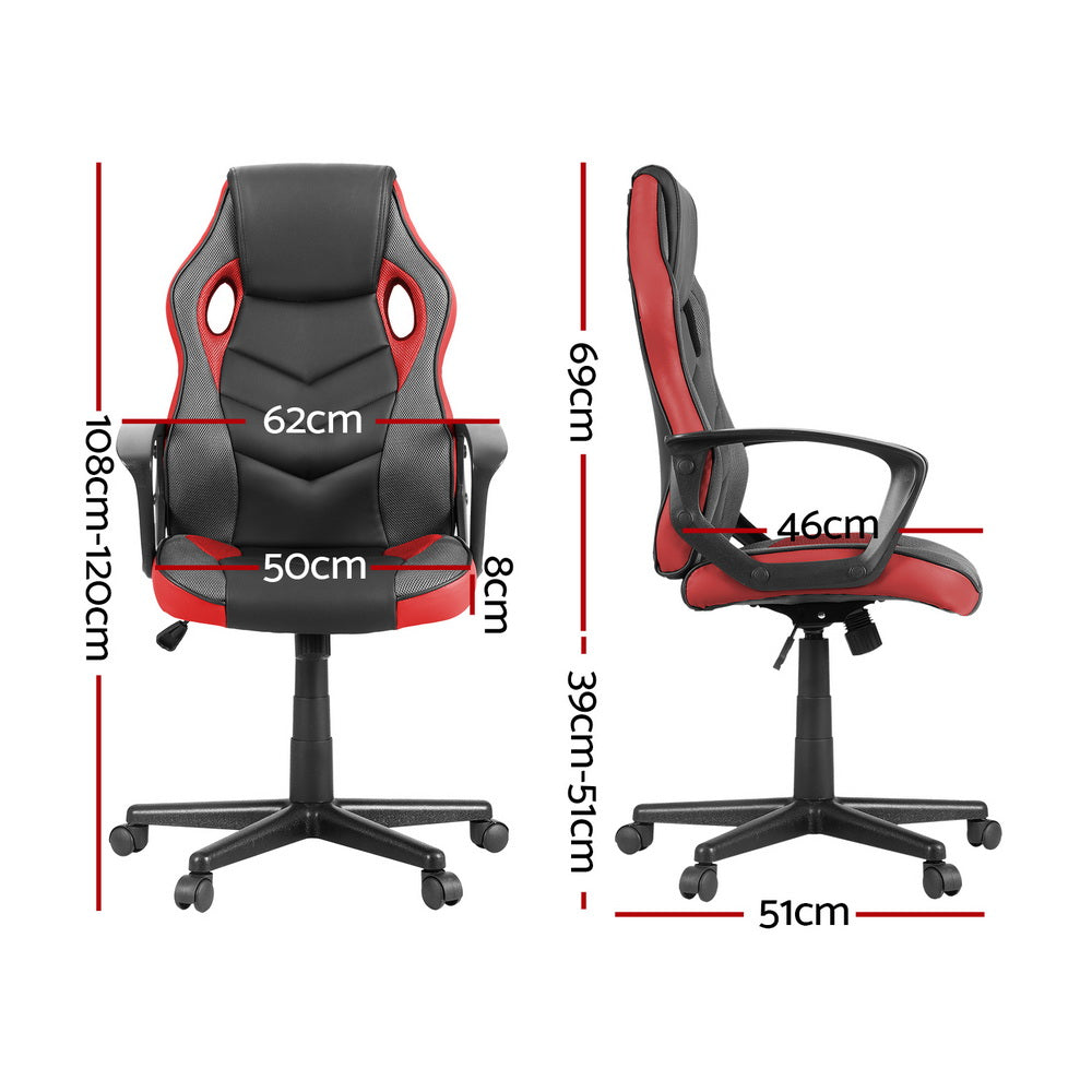 Racer PU Leather & Mesh Office Chair - Red - Homecoze
