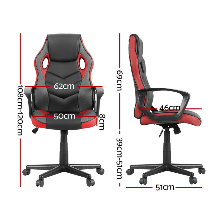 Racer PU Leather & Mesh Office Chair - Red