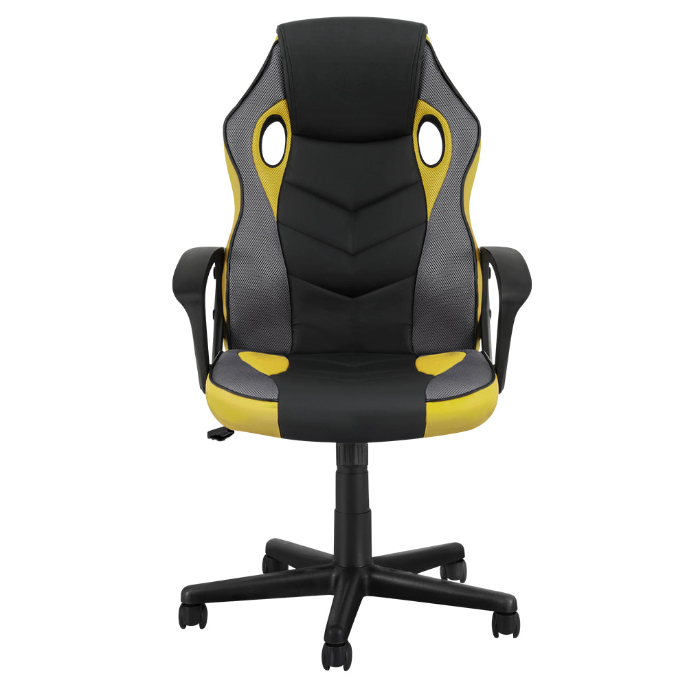 Racer PU Leather & Mesh Office Chair - Yellow - Homecoze