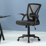 Mesh Folding Armrest Office Chair - Black - Homecoze
