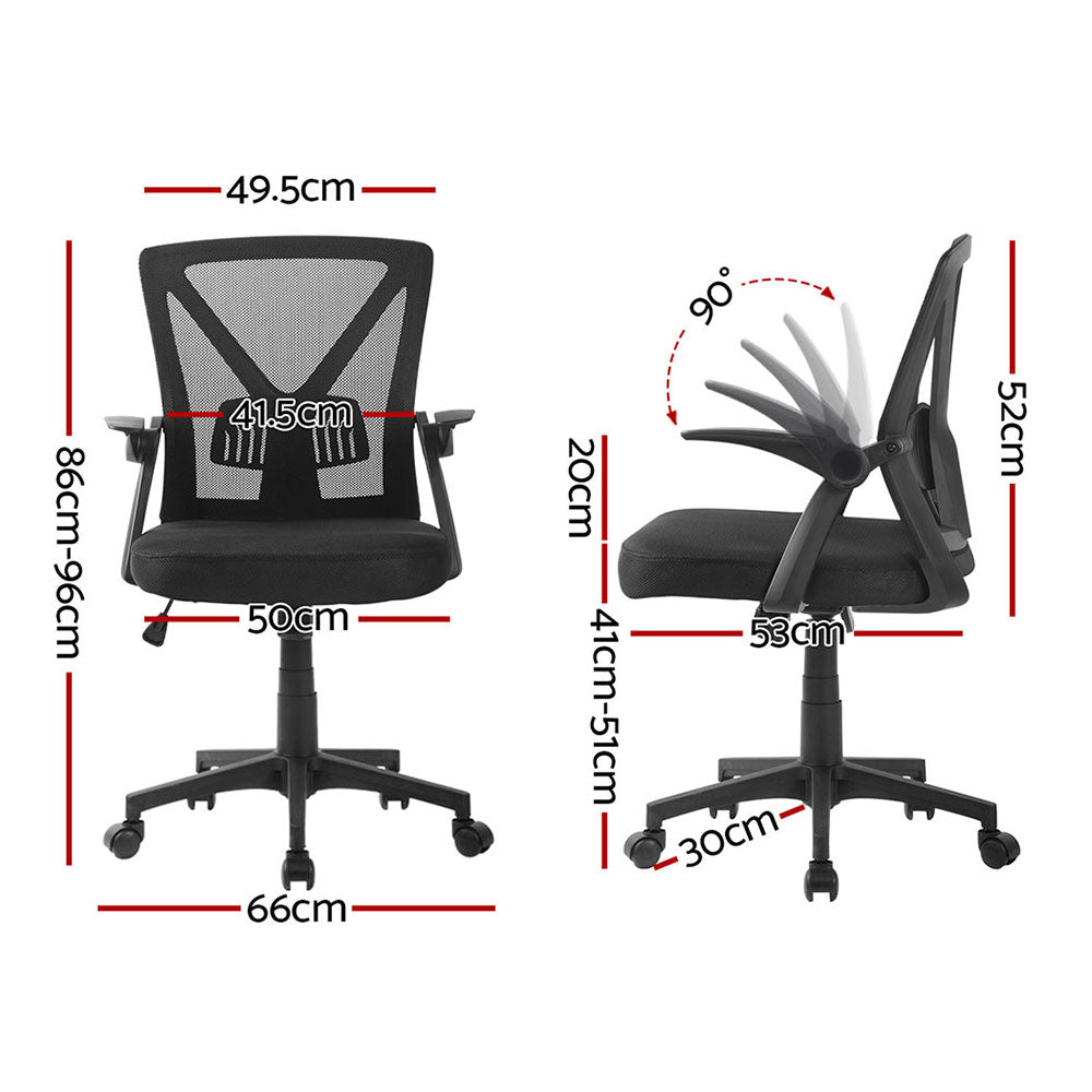 Artiss 2x Mesh Office Chair Mid Back Black - Homecoze