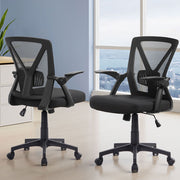 Artiss 2x Mesh Office Chair Mid Back Black - Homecoze