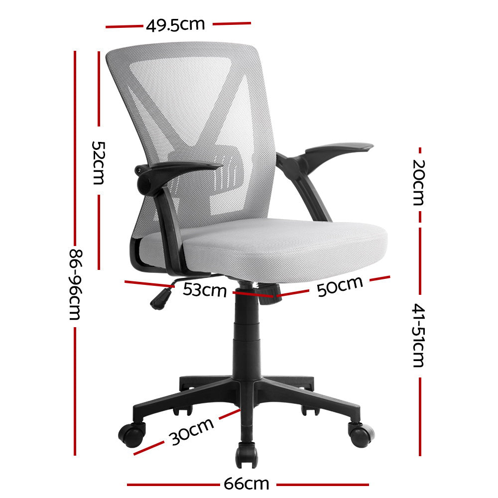 Mesh Folding Armrest Office Chair - Grey - Homecoze