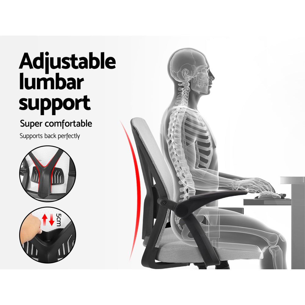 Mesh Folding Armrest Office Chair - Grey - Homecoze