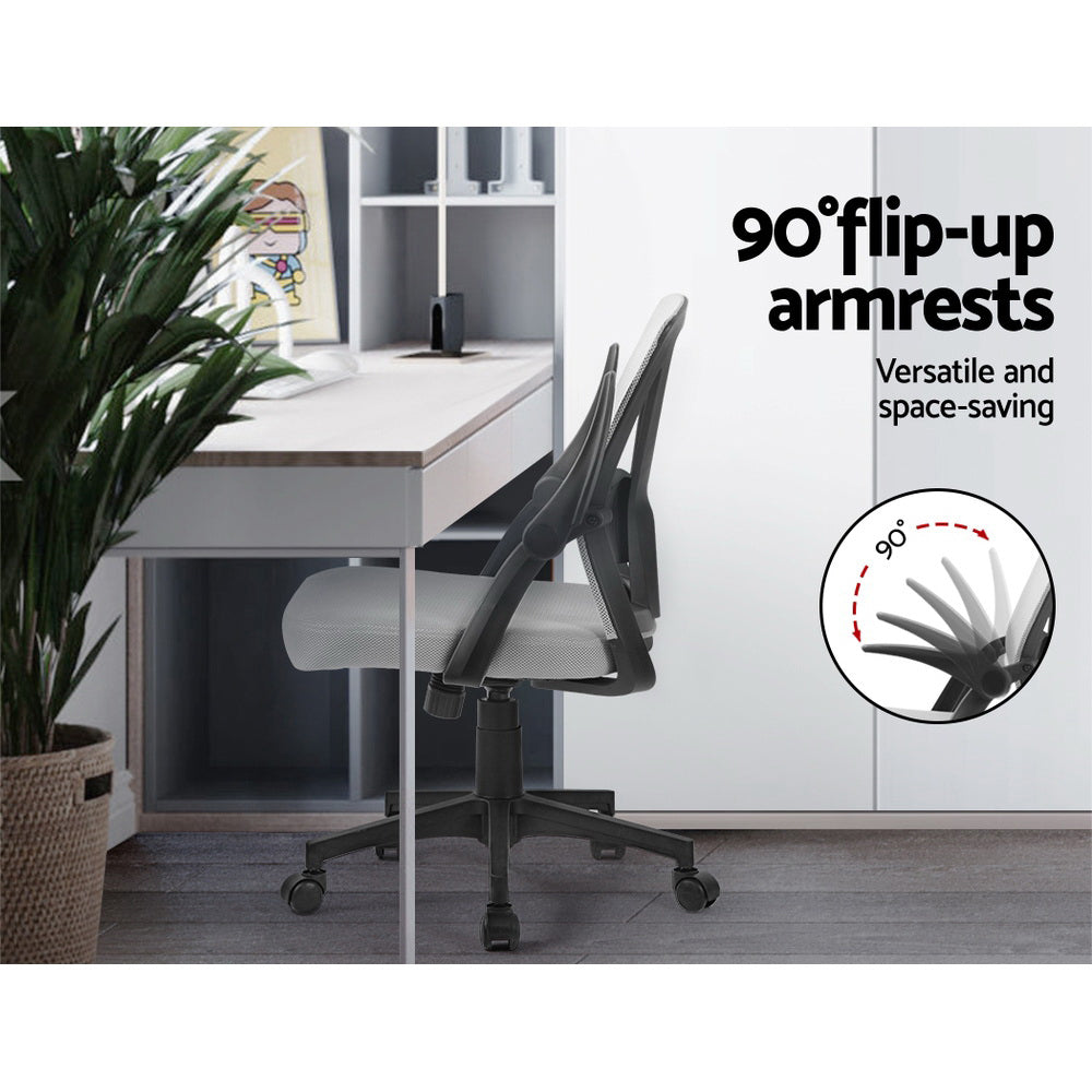 Mesh Folding Armrest Office Chair - Grey - Homecoze