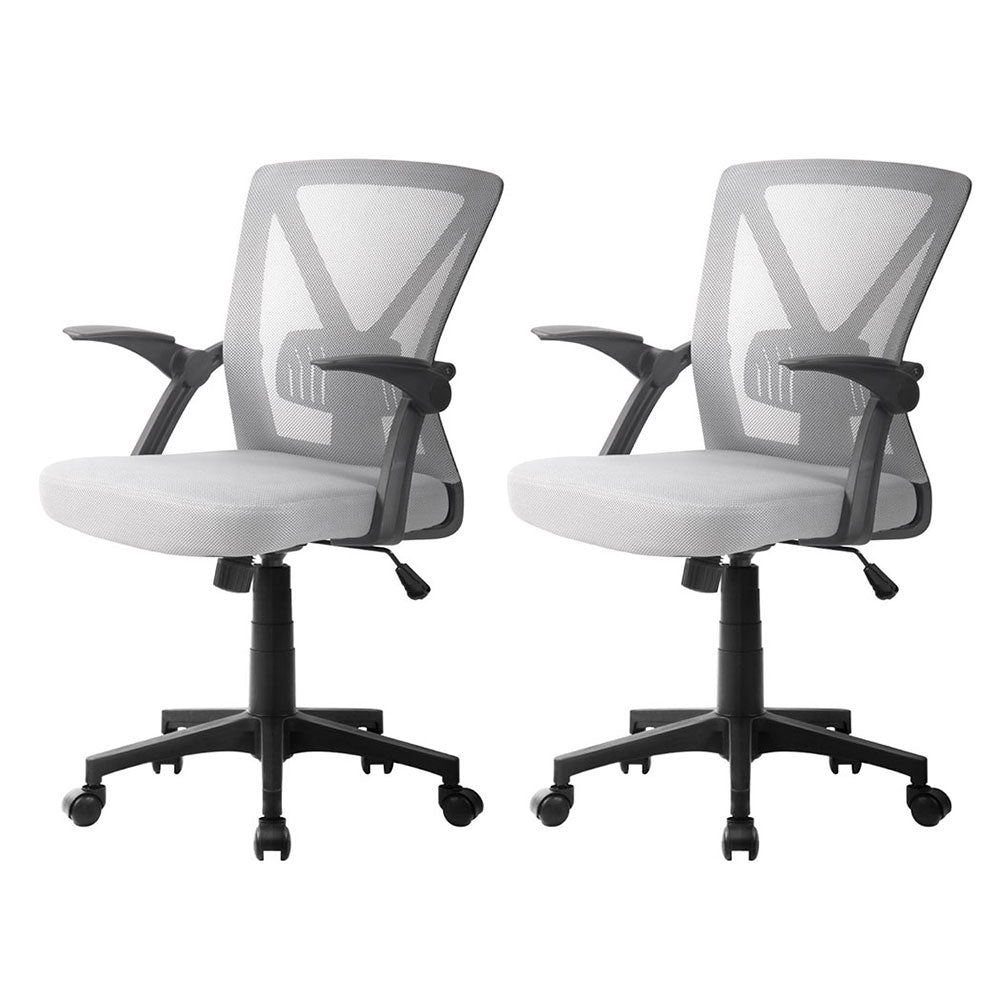 Artiss 2x Mesh Office Chair Mid Back Grey - Homecoze