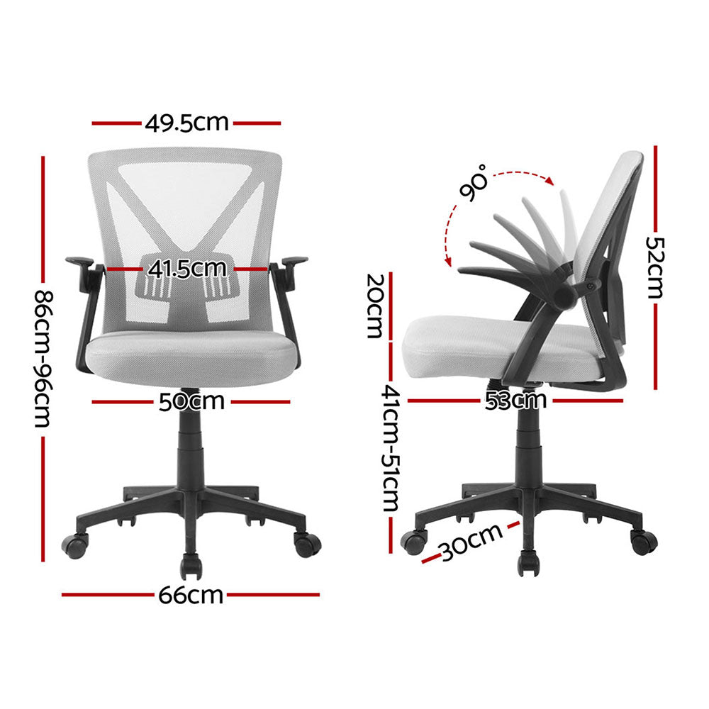 Artiss 2x Mesh Office Chair Mid Back Grey - Homecoze