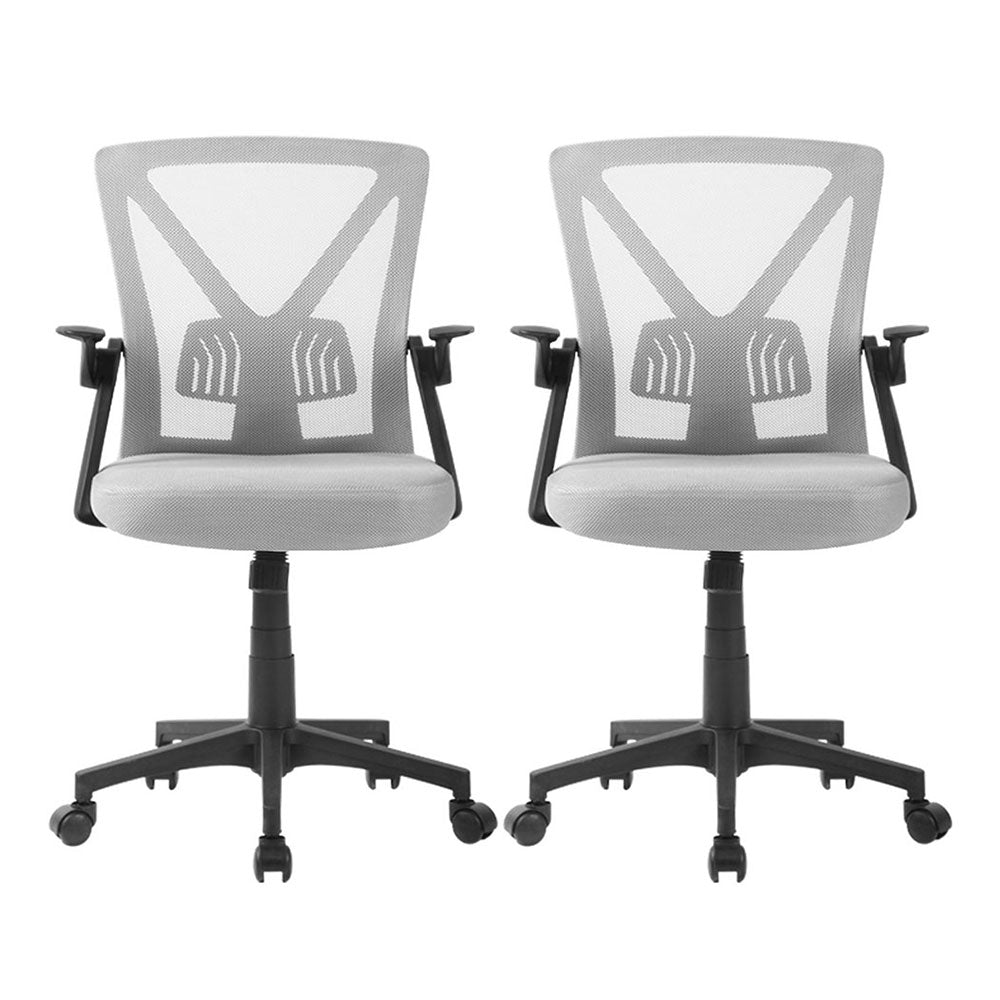 Artiss 2x Mesh Office Chair Mid Back Grey - Homecoze