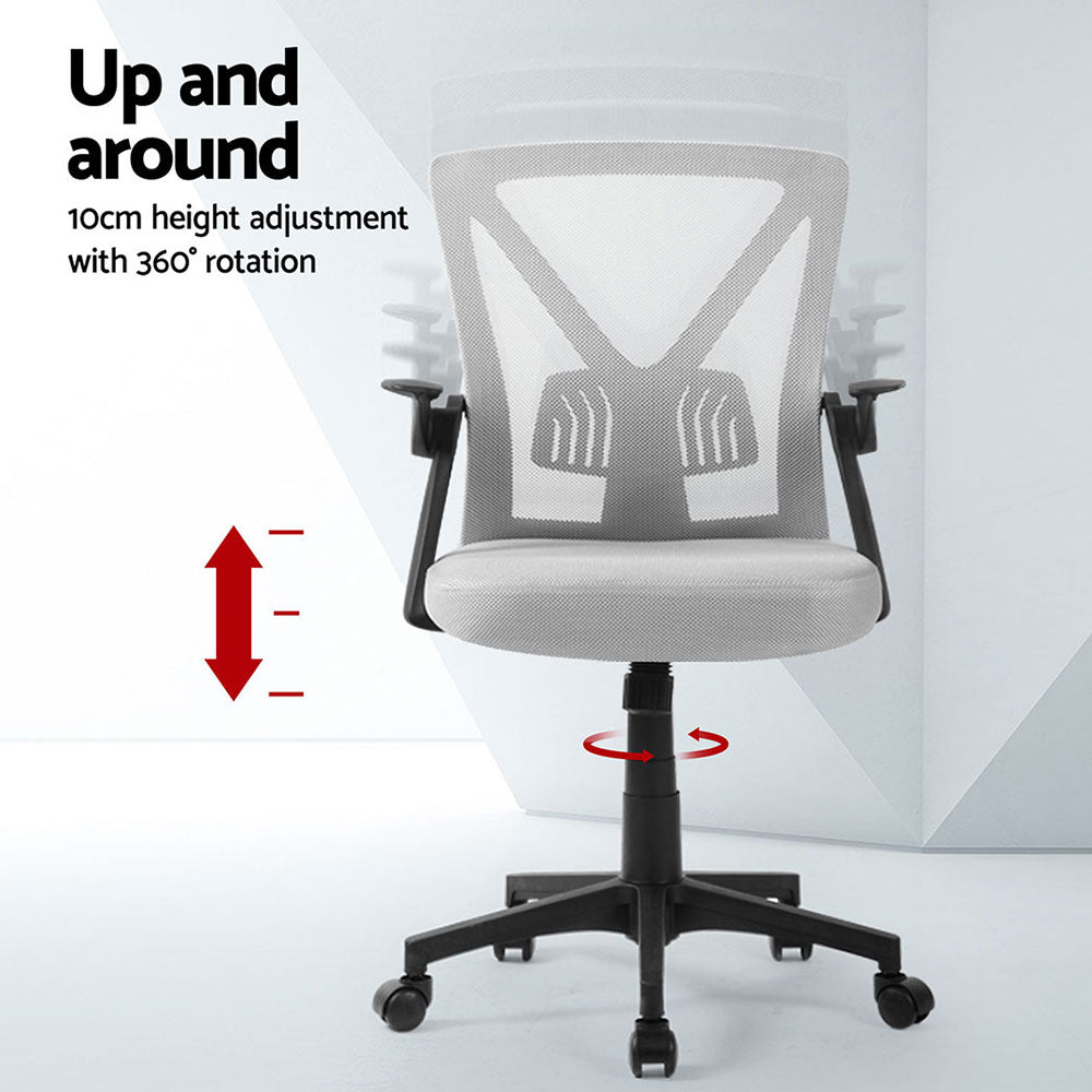 Artiss 2x Mesh Office Chair Mid Back Grey - Homecoze