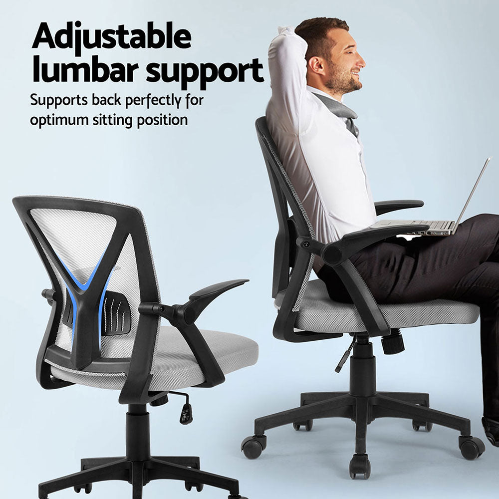 Artiss 2x Mesh Office Chair Mid Back Grey - Homecoze