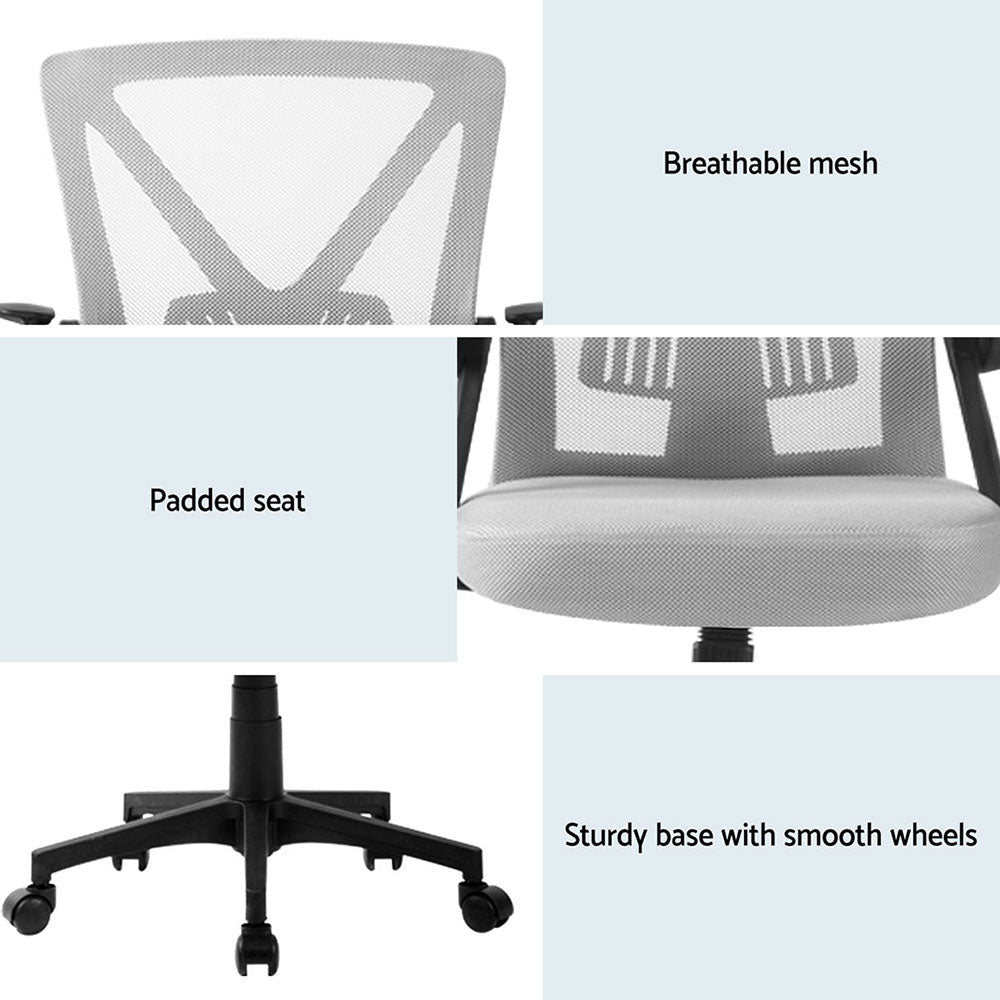 Artiss 2x Mesh Office Chair Mid Back Grey - Homecoze