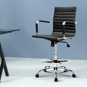 Mid-Back Drafting Stool with Armrests – Black - Homecoze