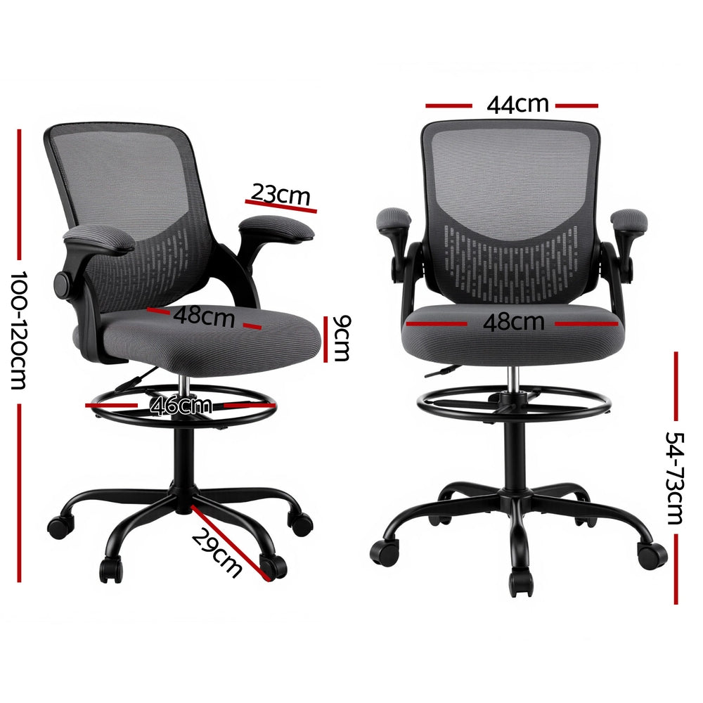Artiss Office Chair Drafting Chairs Stool Computer Desk Studios Mesh Grey - Homecoze