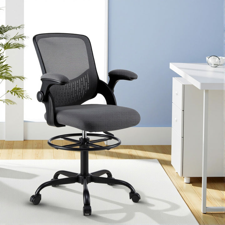 Artiss Office Chair Drafting Chairs Stool Computer Desk Studios Mesh Grey - Homecoze