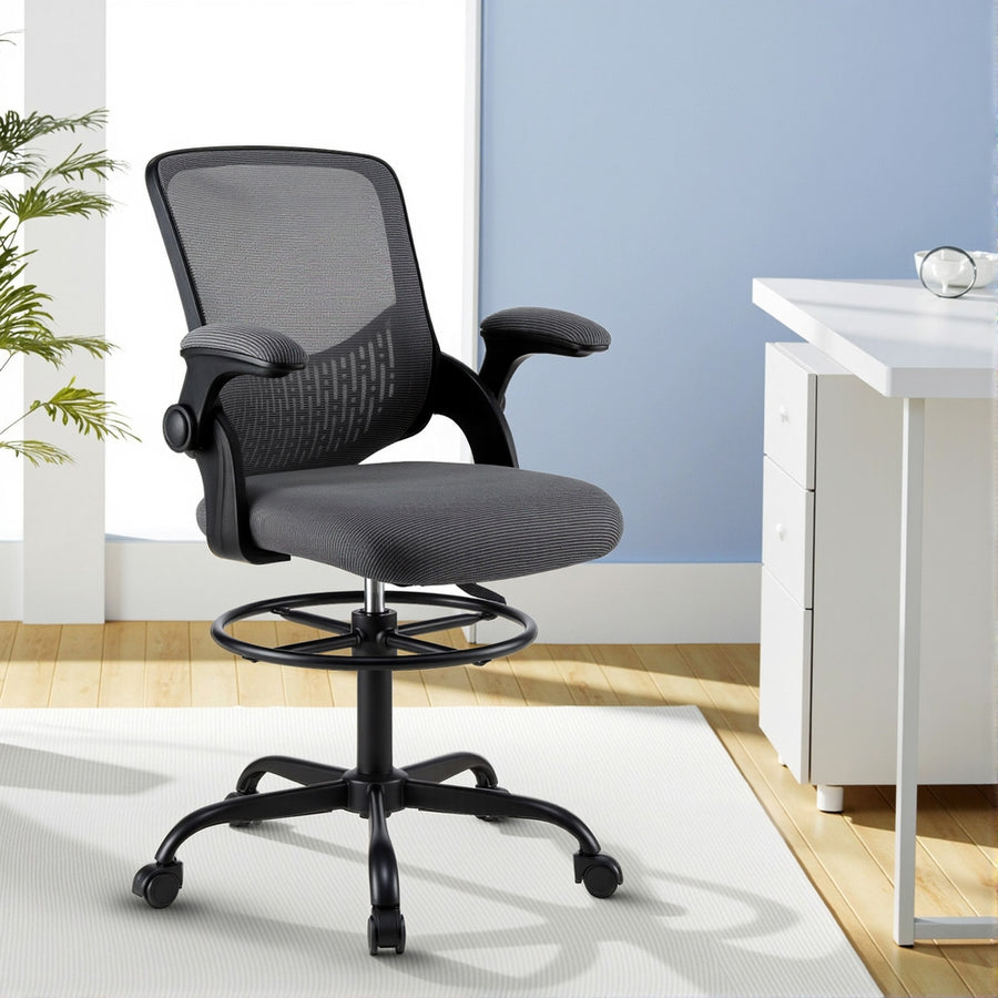Artiss Office Chair Drafting Chairs Stool Computer Desk Studios Mesh Grey - Homecoze