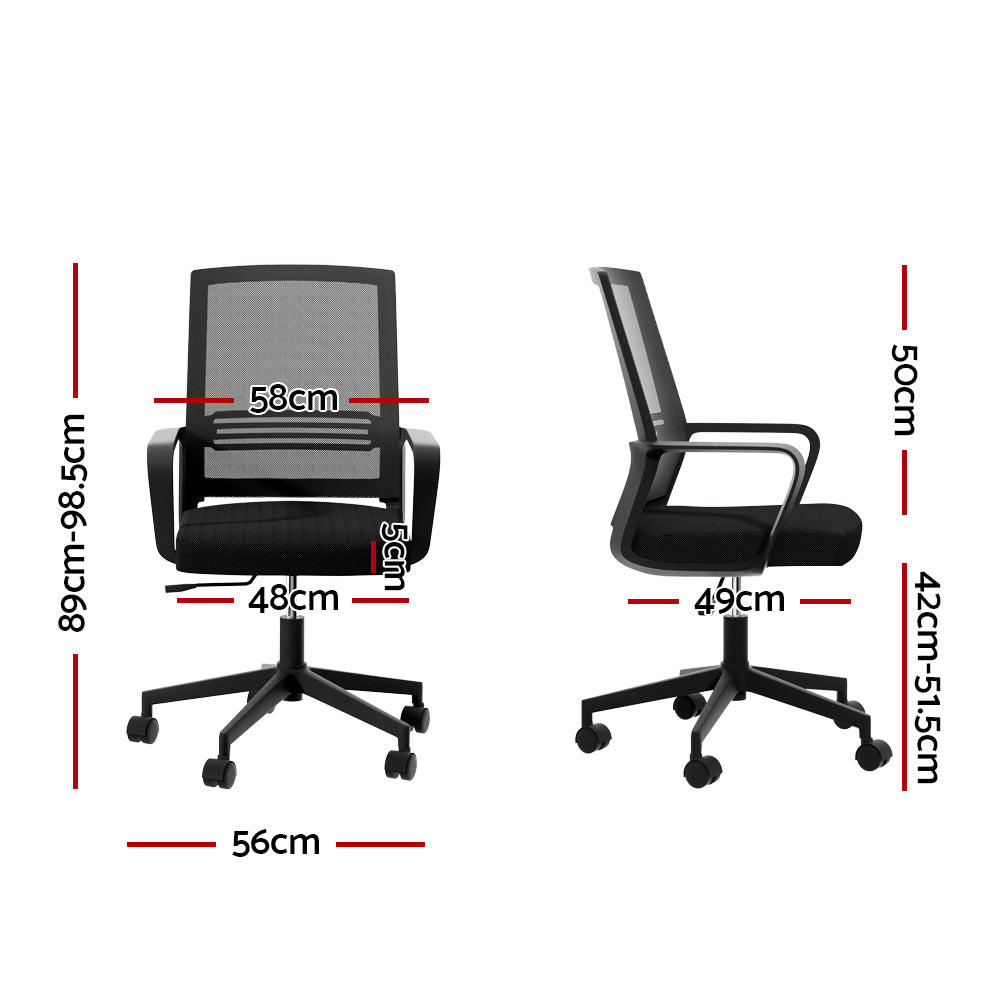 Classic Mid-Back Mesh Study Office Chair - Black - Homecoze