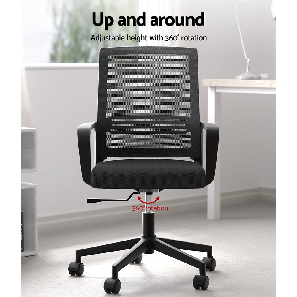 Classic Mid-Back Mesh Study Office Chair - Black - Homecoze
