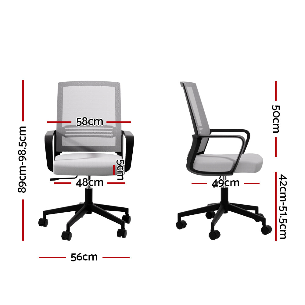 Classic Mid-Back Mesh Study Office Chair - Grey - Homecoze