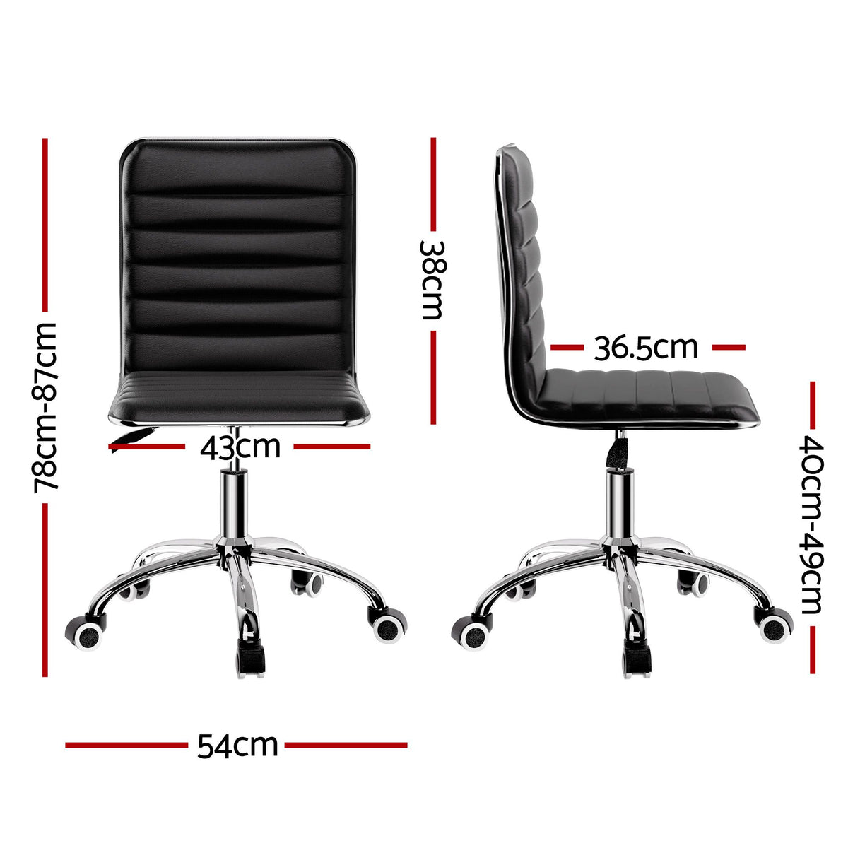 Low-Back Conference Office Chair PU Leather - Black