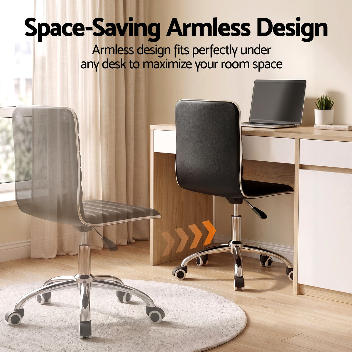 Low-Back Conference Office Chair PU Leather - Black