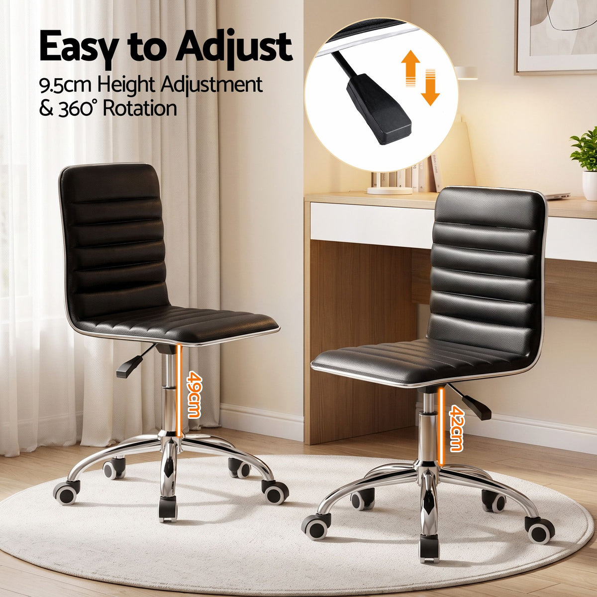 Low-Back Conference Office Chair PU Leather - Black