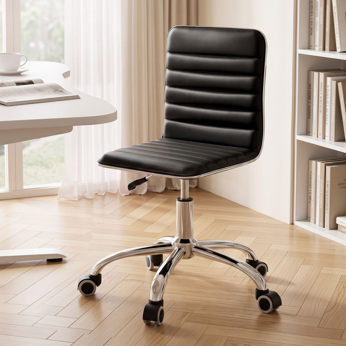 Low-Back Conference Office Chair PU Leather - Black
