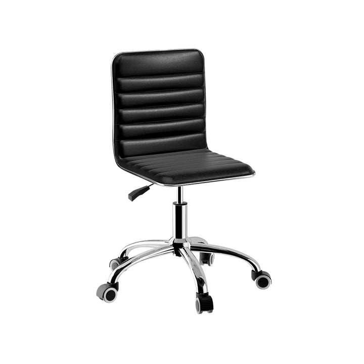 Low-Back Conference Office Chair PU Leather - Black - Homecoze