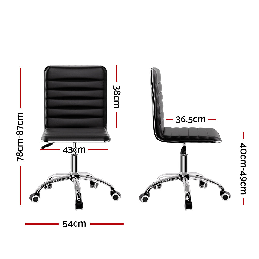 Low-Back Conference Office Chair PU Leather - Black - Homecoze