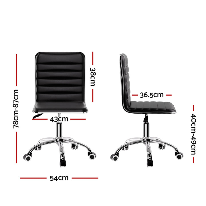 Low-Back Conference Office Chair PU Leather - Black - Homecoze