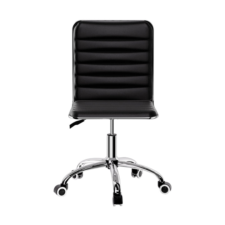 Low-Back Conference Office Chair PU Leather - Black - Homecoze