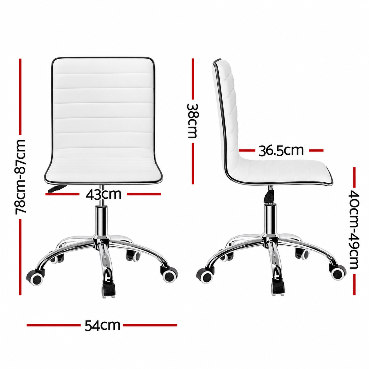Low-Back Conference Office Chair PU Leather - White - Homecoze